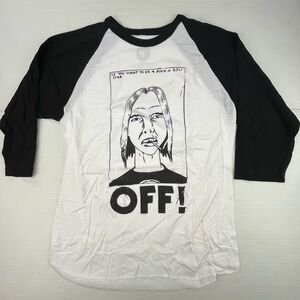 OFF! Band 3/4 sleeve white T-shirt Large New